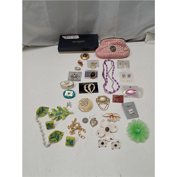 "assorted jewlery + mini purse"