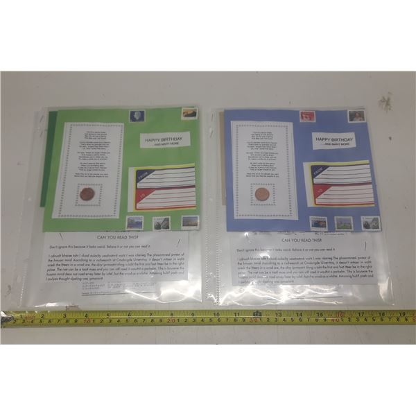 Lot of Greeting Cards with Penny and Stamps.