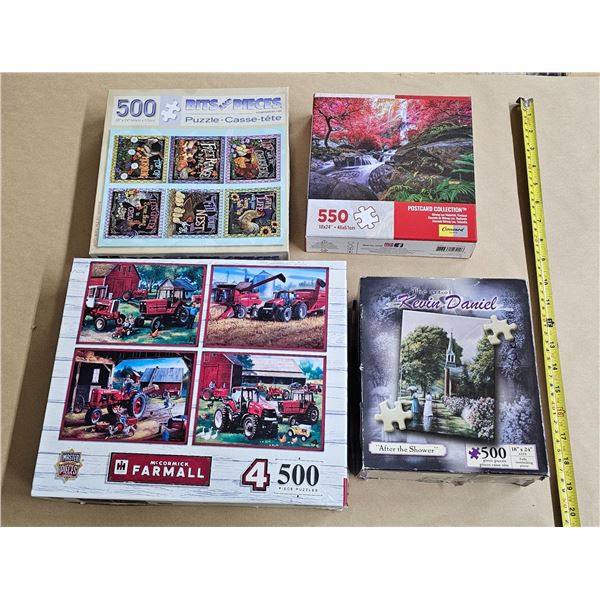 (3) Single Jigsaw Puzzles + One Box of (4) 500 Piece Jigsaw Puzzles
