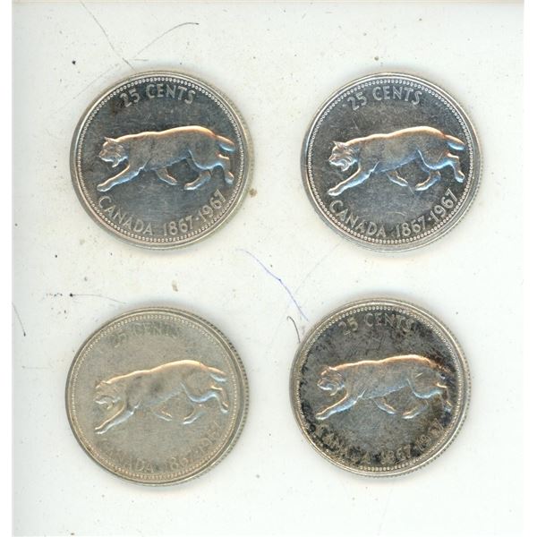 (4) 1967 Canada Silver 25 Cents.