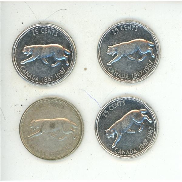 (4) 1967 Canada Silver 25 Cents.