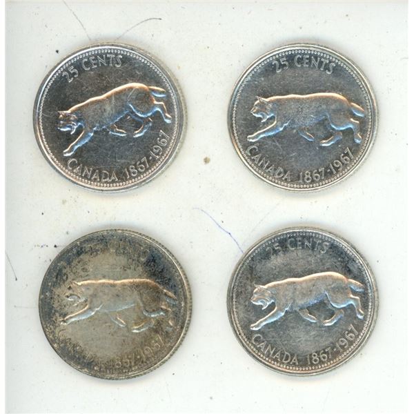 (4) 1967 Canada Silver 25 Cents.