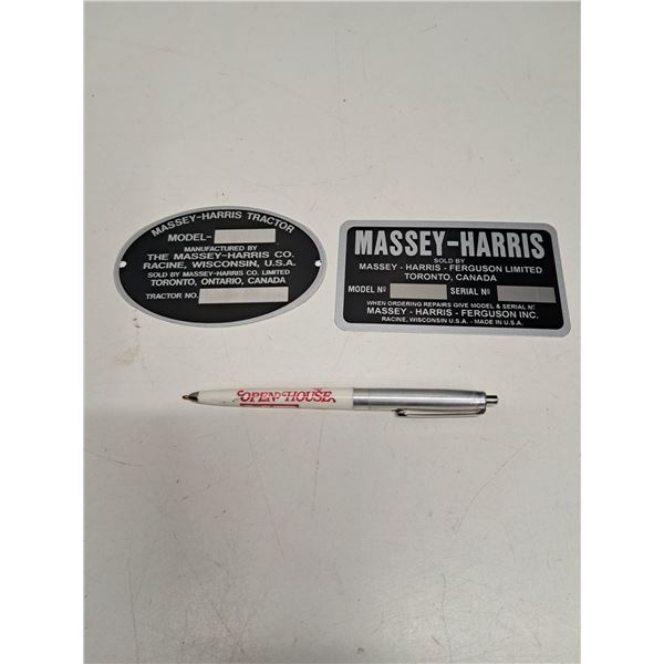 Massey Ferguson open house pen (Nos) (2) Massey harris tractor blank tags