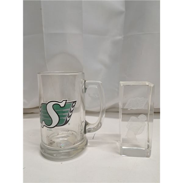 Sask roughriders mug + paper weight