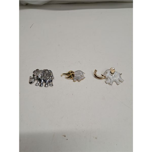 (3) brooches elephants