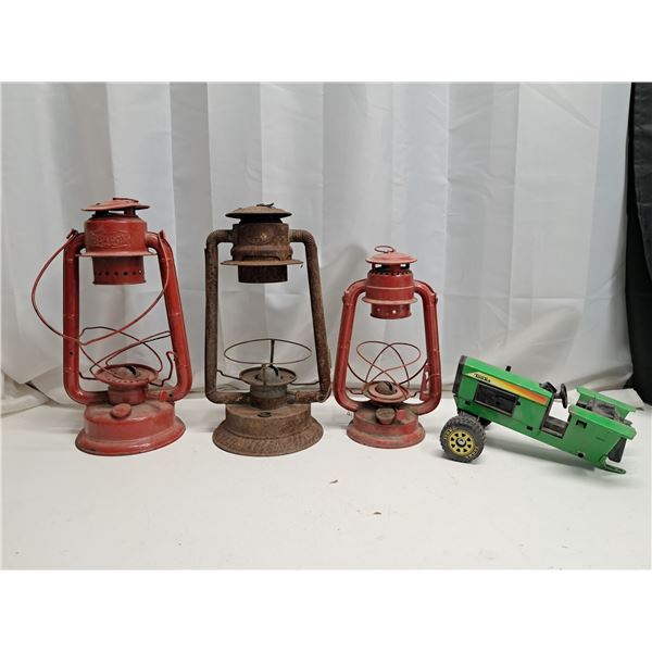 (2)  Barn lanterns, banner winter blast, Beacon no globas plus misc
