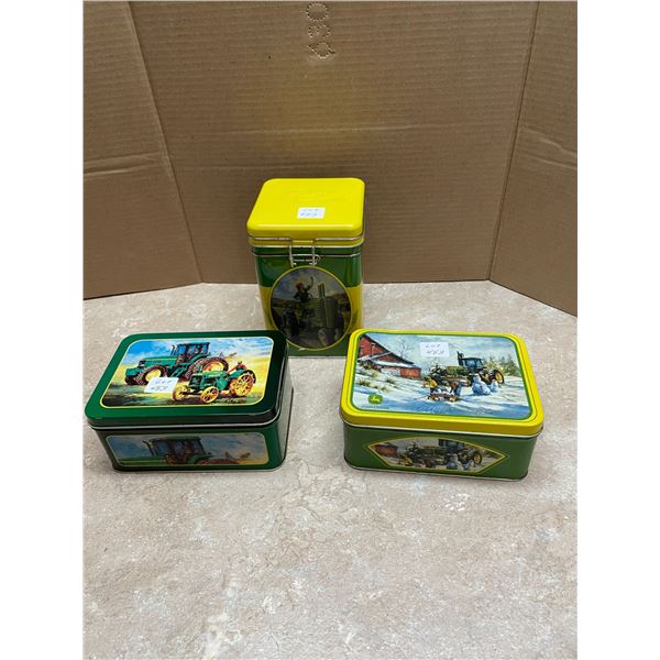 Three John Deere Tin Cans