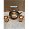 Image 1 : Solid Copper Salt and Pepper Shakers and Tea Kettle