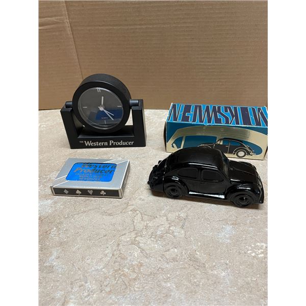 The Western Producer Clock, Avon Black After Shave  Car , Western Producer Playing Cards