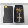 Image 1 : Gold Colour Cross Jesus Pendant Necklace.