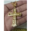 Image 4 : Gold Colour Cross Jesus Pendant Necklace.
