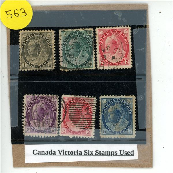 Canada Victoria Six Stamps Used.