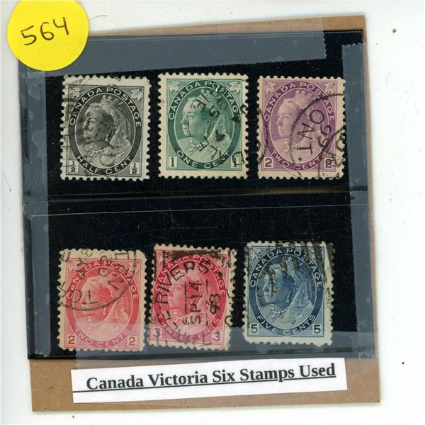 Canada Victoria Six Stamps Used.