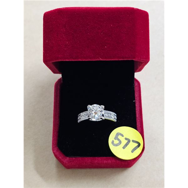 #577-2.00 CT GRA CERTIFIED ROUND BRILLIANT CUT MOISSANITE STONE VVS D COLOR WITH 52 ROUND BRILLIANT 