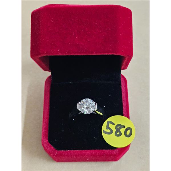 #580-3.00 CT GRA CERTIFIED ROUND BRILLIANT CUT MOISSANITE STONE VVS D COLOR SET IN HALF BEZEL SET IN