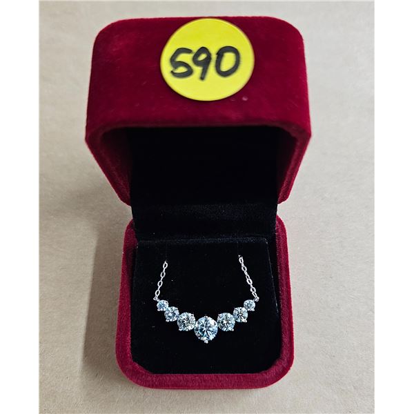 #590-2.80 CT TW GRA CERTIFIED ROUND BRILLIANT CUT MOISSANITE STONES VVS BLUE COLOR SET WITH LARGER I