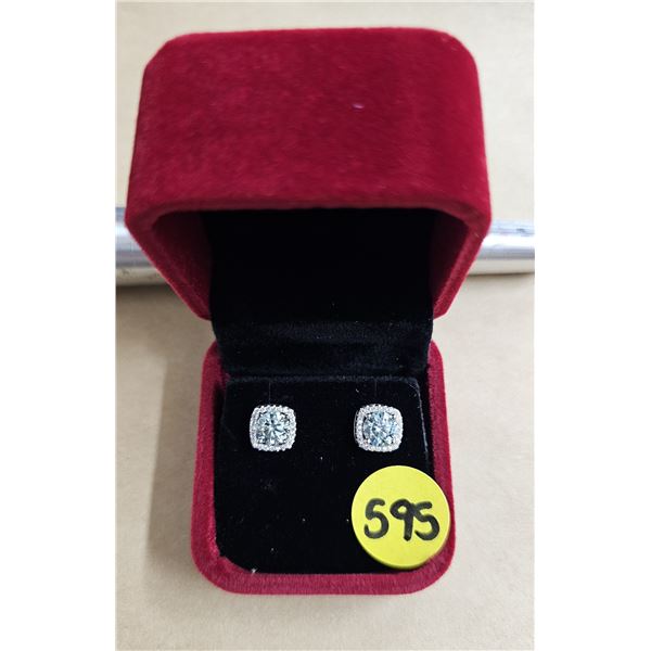 #595-2.00 CT GRA CERTIFIED ROUND BRILLIANT CUT MOISSANITE STONES VVS BLUE COLOR WITH 48 ROUND BRILLI