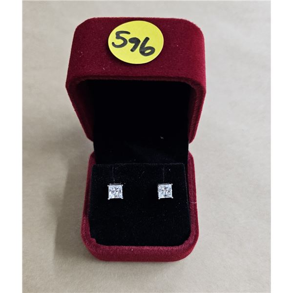 #596-2.00 CT GRA CERTIFIED PRINCESS CUT MOISSANITE STONES VVS D COLOR SET IN 4 CLAW BASKET HEADS SET