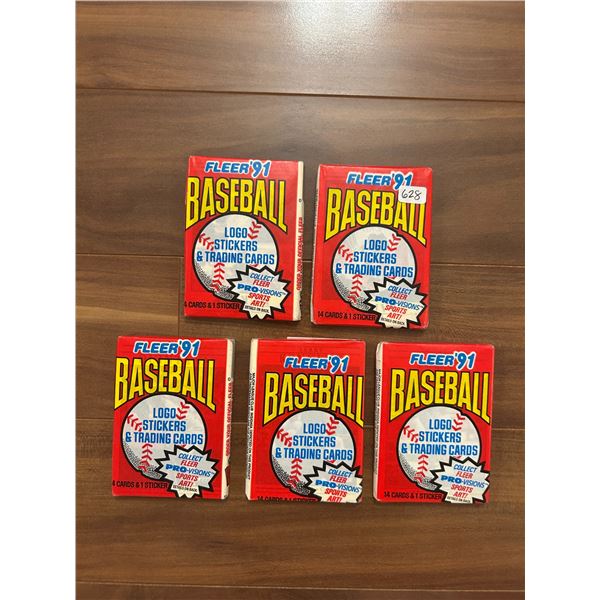 1991 Fleer Baseball Card Wax Packs (5)