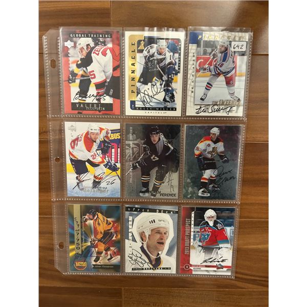 Autographed Hockey Cards - 1 Sheet (9 Cards)