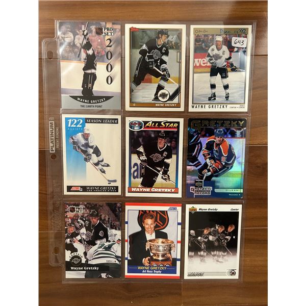 Wayne Gretzky Hockey Cards - 1 Sheet (9 Cards)