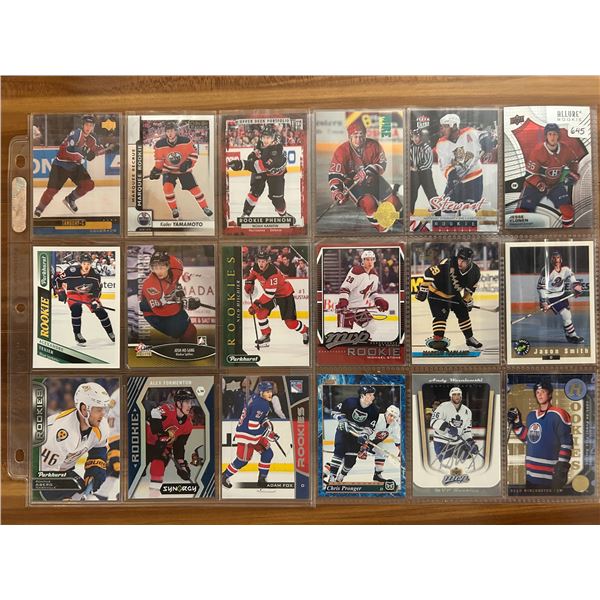 Assorted Rookie Cards - 2 Sheets (18 Hockey Cards)