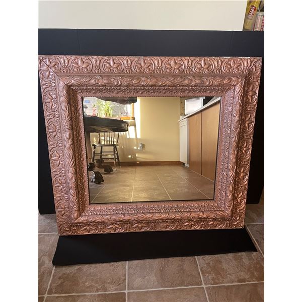 LOT # 723...... Antique Picture Frame w Mirror. Frame measures 36" wide x 32" high.