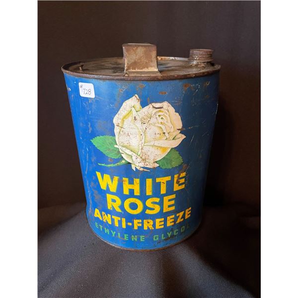 LOT # 728....1 Gallon White Rose Antifreeze Can