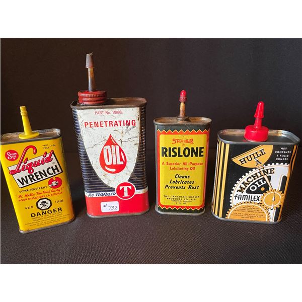 LOT # 732....Lot of 4 Assorted Squeeze Oil Cans