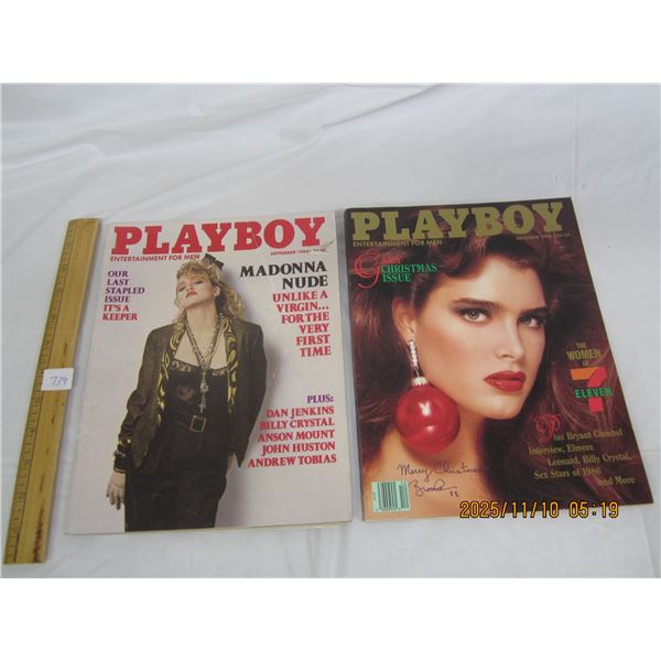 739. 2 Vintage Playboy Magazines 1980's Madonna Nude