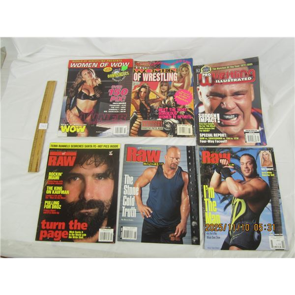 743. 6 Vintage Wrestling Magazines