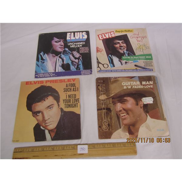 750. Lot of 4 Vintage Elvis Presley 45 RPM Records with Picture Sleeves Good Condition