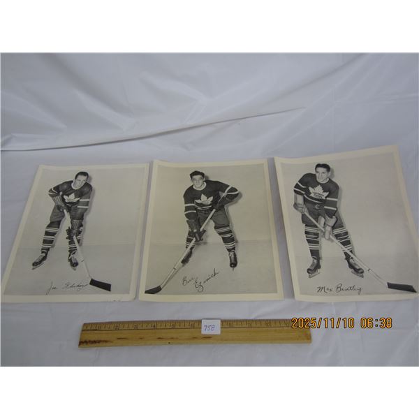 758. Lot of 3 Bee Hive Hockey Photos Max Bently