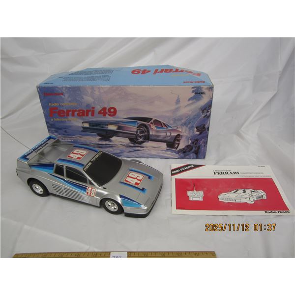 793. 1980'S Radio Shack Ferrari 49 Remote Control Car Nice Box and Instructions No Controller