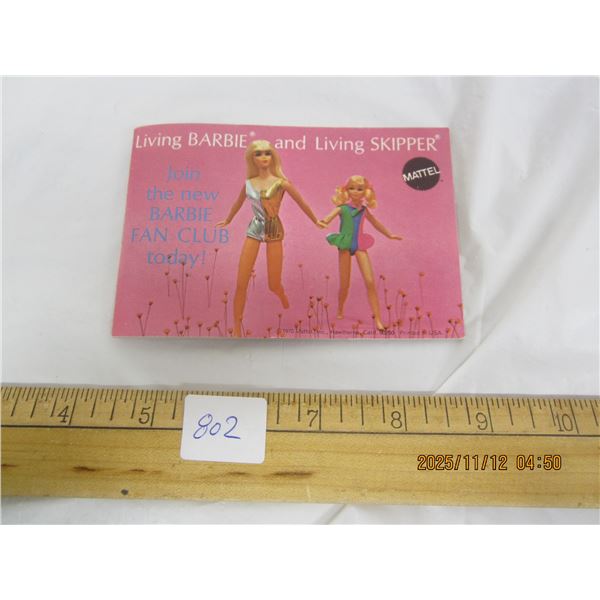 802. 1970 Living Barbie and Living Skipper Mattel Catalogue