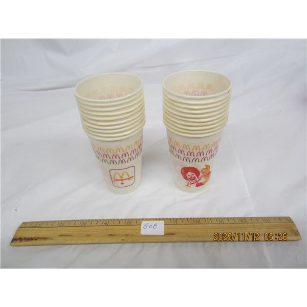 808. Lot of 20 McDonalds Wax Disposable Cups