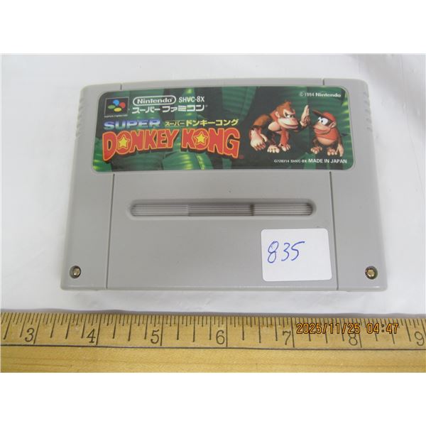 835. Super Nintendo Super FAMICOM Donkey Kong Authentic Game Cartridge