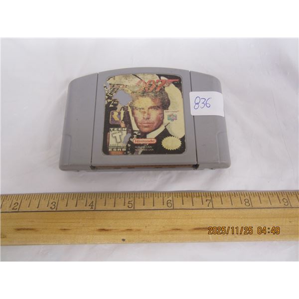 836. N64 007 Authentic Nintendo Game Cartridge Ruff Sticker Plays Well