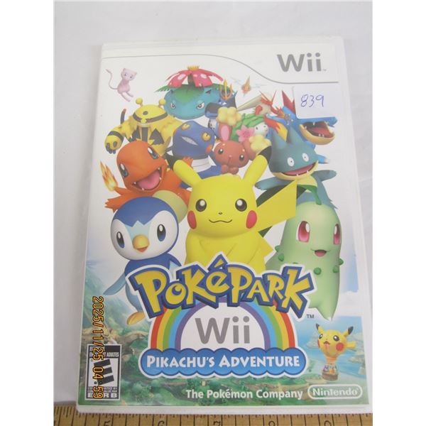 839.Nintendo Wii Poke Park Pikachu's Adventure with Booklet CD in Good Condition