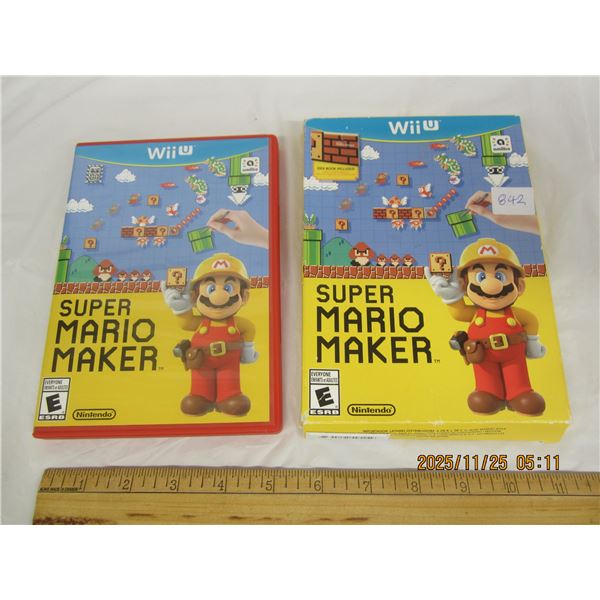 842. Nintendo WiiU Super Mario Maker with Cardboard Sleeve CD in Good Condition