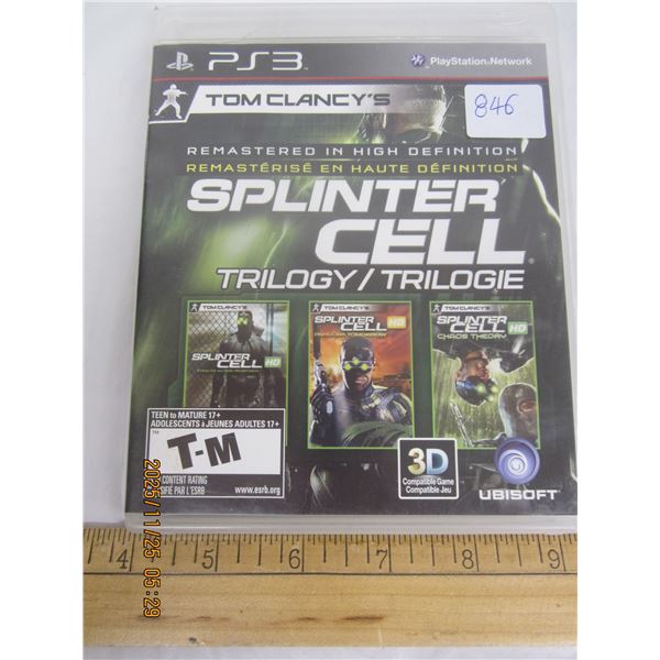 846. Sony PlayStation PS3 Splinter Cell Trilogy with Booklet CD in Good Condition