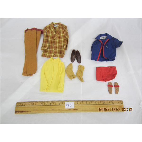 885. Lot of Early 1960's Ken Barbies Friend Clothing Outfits Marked Ken Mattel Good Condition