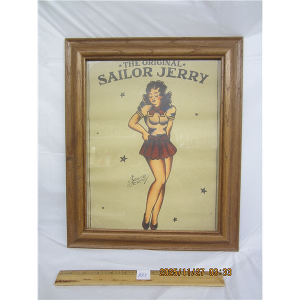 887. Vintage Sailor Jerry Booze Advertisement 14 inches x17 inches