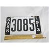 Image 1 : 890.Ultra Rare 1913 Saskatchewan Porcelain Authentic License Plate