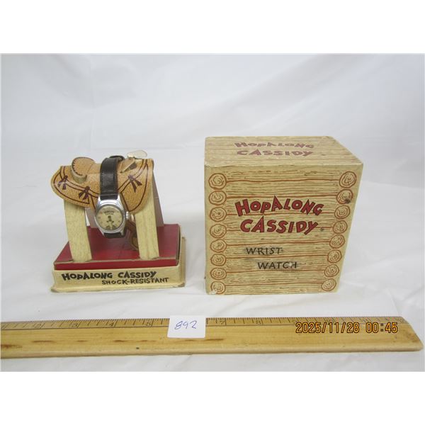 892. Hopalong Cassidy Kid's Watch with Rare Cardboard Display Case 1960'S