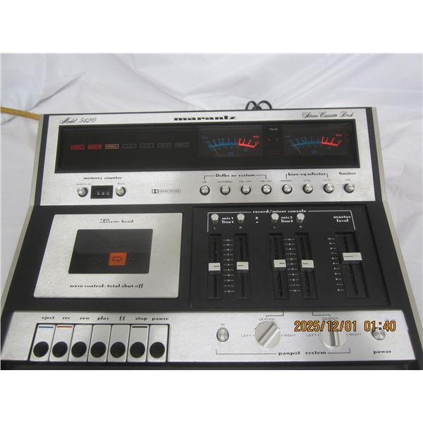 910. Marantz Vintage Tape Deck with a Mixer Working Well Rare Item