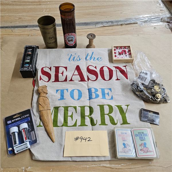 Misc Lot.  Puzzle, Bottle, Cards, Keys, etc.