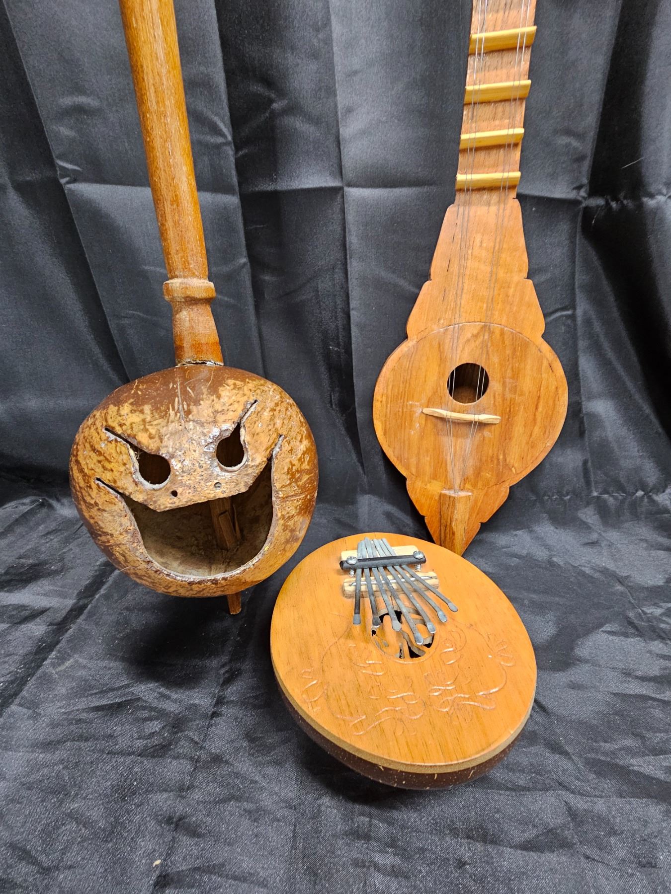 Wood Stringed Instruments (2) Wooden Stringed Instruments, Coconut Karimba - Schmalz Auctions