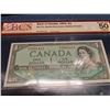 Image 1 : 1954 Canada $! Banknote. Modified Portrait. Beattie-Rasminsky. MY5901413. Almost Uncirculated 50. Ce