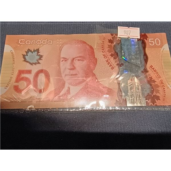 2012 Canada $50 Banknote. 3 Digit RADAR. Macklem-Carney. AHV1338331